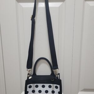 Kate Spade Elegant Black and White Polka Dot Crossbody Bag